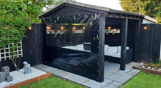 Black Side Panels for Wooden Garden Seated Area